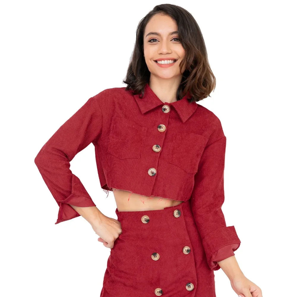 autumn corduroy ladies basic jacket women coat 2018 winter women christmas red button short basic jackets womens coat female - Christmas Jackets autumn corduroy ladies basic jacket women coat 2018 winter women christmas red button short basic jackets womens coat female - Christmas Jackets