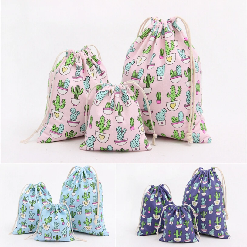 

High Quality Cactus Canvas Storage Bag Eco-Friendly Shopping Tea/candy/smoking Package Drawstring Bag Small Cloth Bag Gift