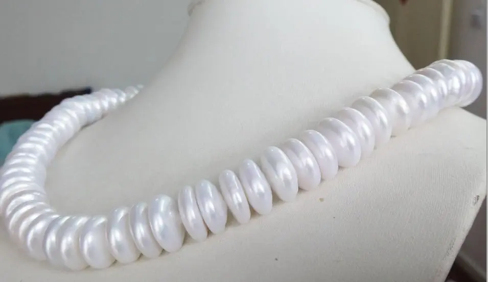 

RARE HUGE 18"14MM OUTSTANDING GENUINE WHITE AAA REBORN KESHI PEARL NECKLACE 925 silver