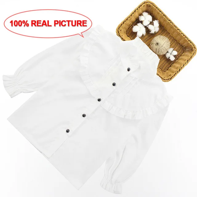 Artishare/рубашка для девочек; коллекция года; белые блузки для девочек; Высококачественная однотонная школьная форма для подростков; рубашка с длинными рукавами; Весенняя детская одежда - Цвет: as picture