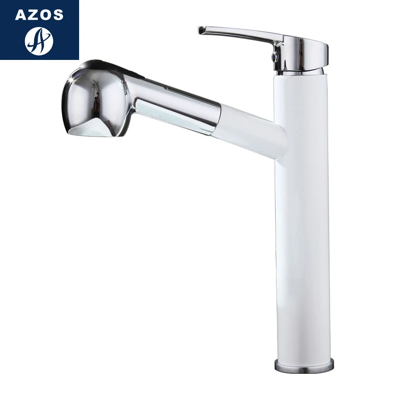 

Azos Basin faucet Pull-out Wash Basin Brass White Cold and Hot Switch Single Function Paint Above Counter Basin Basin Round CLMP