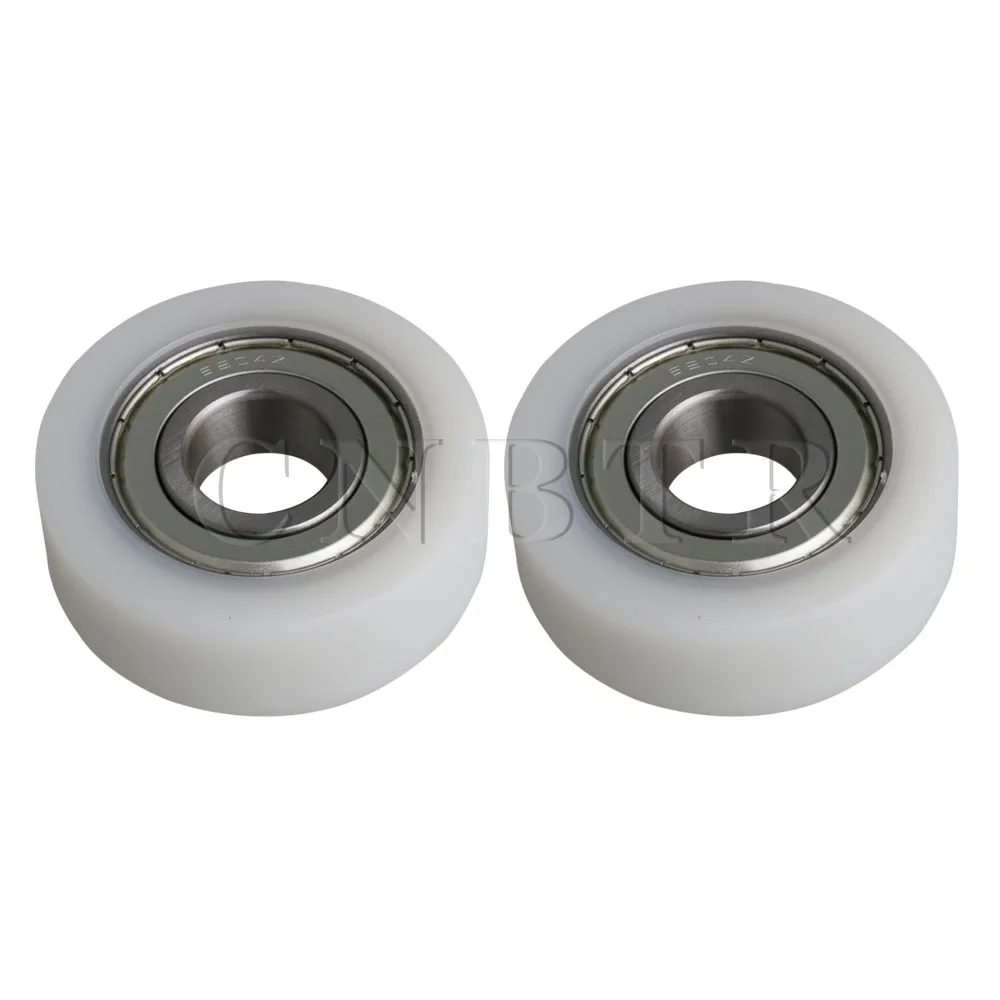 CNBTR 6.2x2.1x2cm White Flat Plastic Coated Round Pulley Ball Roller