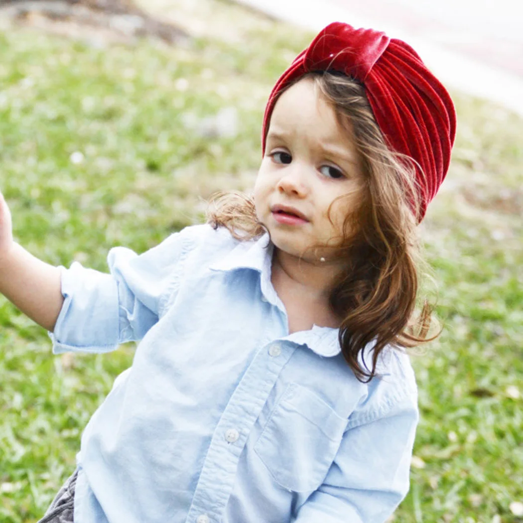 New Baby Bandanas Headwear Stretchy Velvet Hats For Children Turban