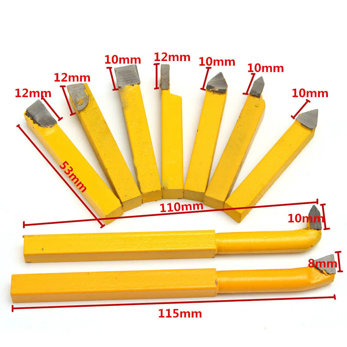 9pcs New Alloy Carbide Brazed Tipped Lathe Tools Set Mayitr 8*8mm Shank