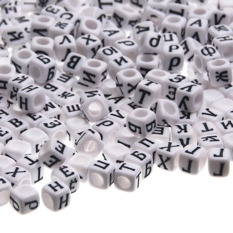 

DIY 6mm 500Pcs Random White Color Acrylic Alphabet Beads Russia"A-Z" Letter Beads For Jewelry Making DIY Letter Beads Spacer