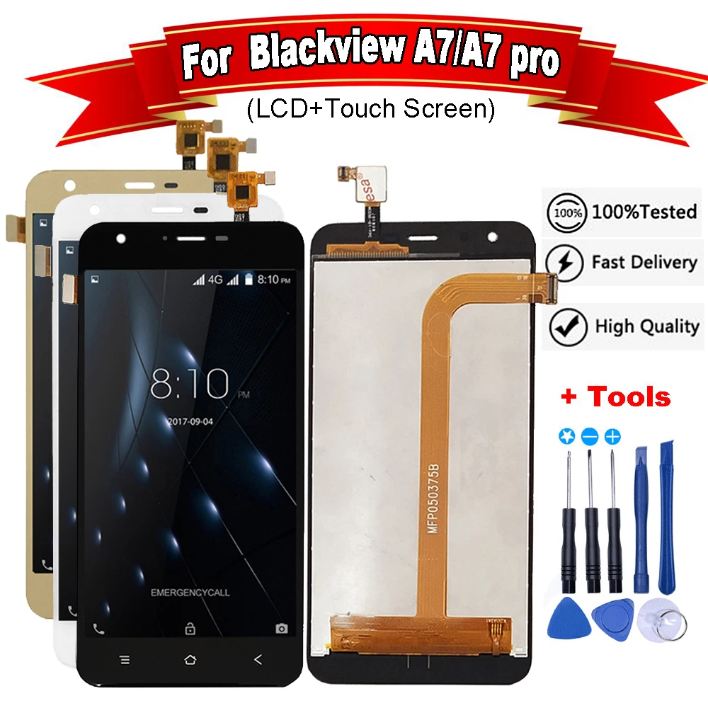 

Black/White/Gold For Blackview A7/A7 pro LCD Display+Touch Screen 100% Tested Screen Digitizer Assembly For blackview A7