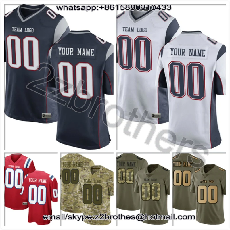 

Factory Wholesale Custom American Football Game Jerseys Design Logo Stitch Embroidered Team T-Shirt New England White Navy Red