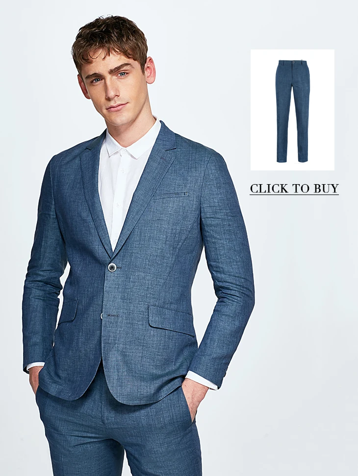 Отборные мужские льняные чистый цвет Slim Fit легкая одежда Блейзер | 418272503