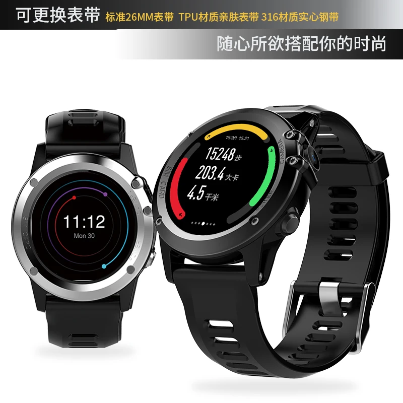  Smartch H1 Smart Watch Android 5.1 OS Smartwatch MTK6572 512MB 4GB ROM GPS SIM 3G Heart Rate Monito