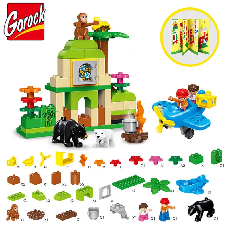 

Gorock 60PCS/SET Forest Adventure Model Big Building Block Large Particles Monkey Bear Animals DIY Brick Compatible With Duploe