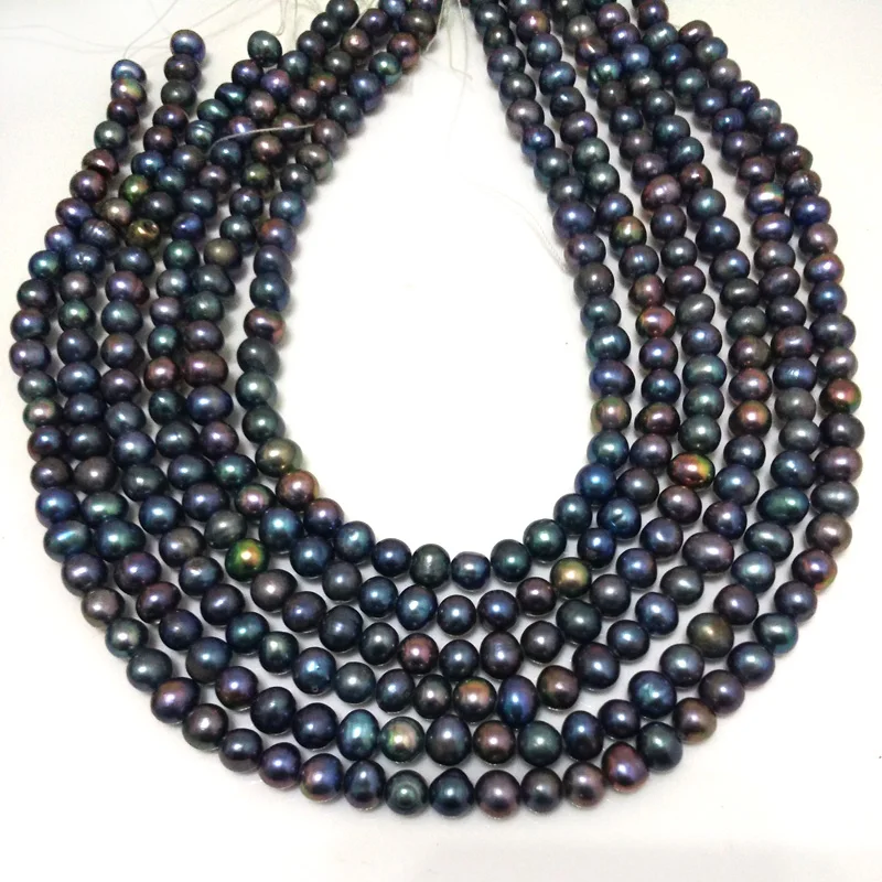 

16 inches 6-7mm A+ Peacock Natural Round Pearl Loose Strand