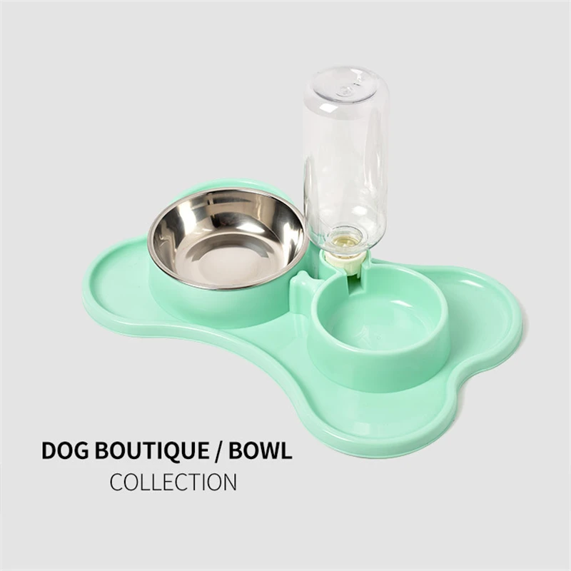 

1pc Portable Pet Feeder Plastic Dual Port Automatic Feeder Water Drinking Feeding Basin Bowls For Cats Pet Dogs without Bottle