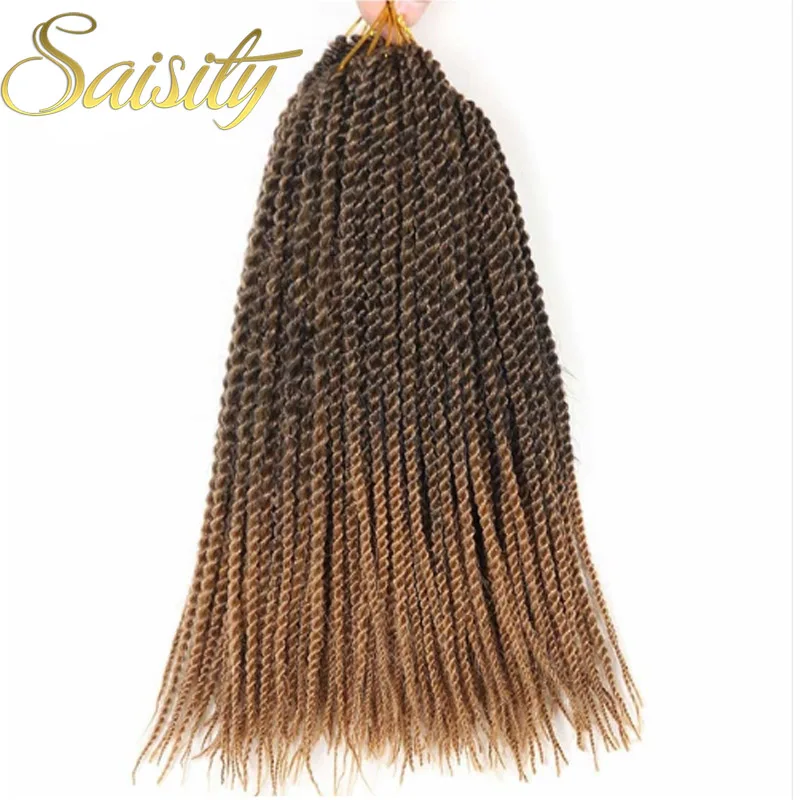 Saisity 14 дюймов 18 дюймов Омбре синтетические плетеные волосы тонкие Сенегальские вязанные крючком спиральные косы 30 прядей/упаковка 1 упаковка