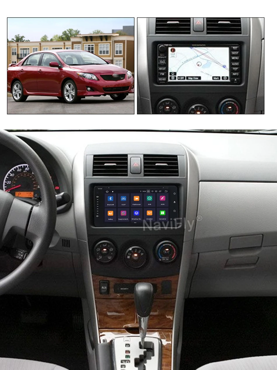 Excellent NaviFly IPS+DSP 2 Din Android 9.0 Car DVD Player Stereo GPS Navigation for Toyota RAV4 Corolla Vios Hilux Terios Fortune 3