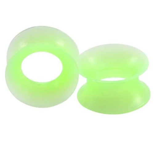 2 шт Силиконовые тоннели для ушей, тонкие, гибкие, двойные, расклешенные, цветные, полые, для ушей, расширитель, носилки, пирсинг, ювелирные изделия - Окраска металла: Green