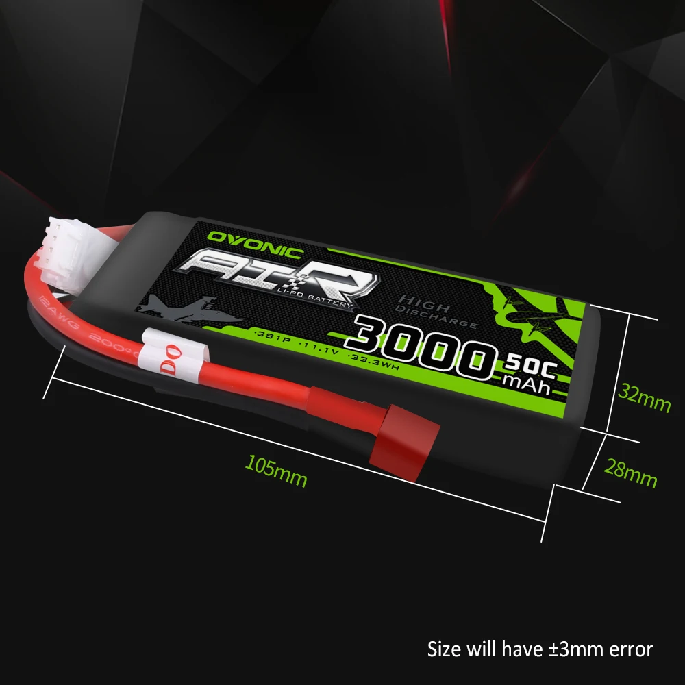 2X аккумулятор ovoic 11,1 V 3000mAh 50C-100C LiPo 3S с разъемом XT60 Deans для планера RC 3D самолета 400 мм X-Sled вертолета Quad