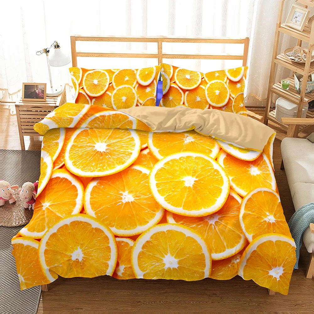 Yellow Home Bedding Set Lemon Watermelon Pineapple Flamingo Soft Duvet Cover Bed Set Pillowcase