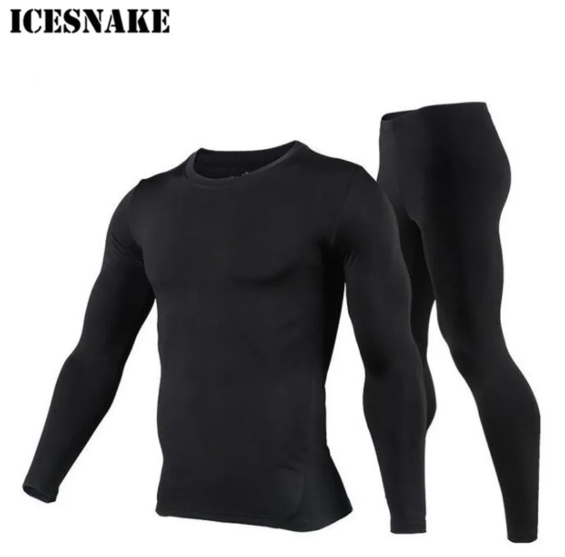 

ICESNAKE Men's Fleece Lined Thermal Underwear Set Motorcycle Skiing Base Layer Winter Warm Long Johns Shirts & Tops Bottom Suit
