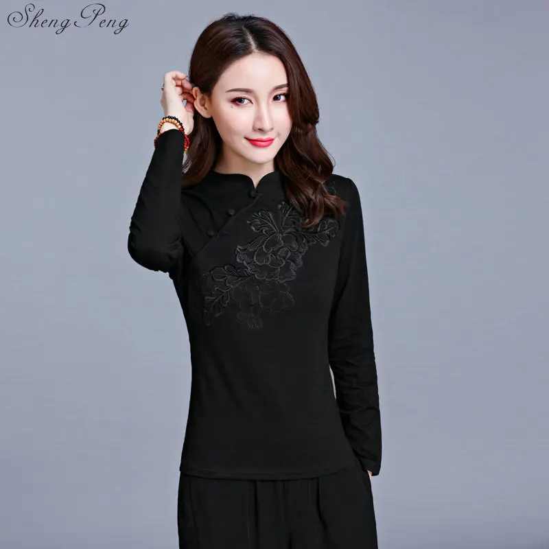Cheongsam top traditional chinese clothing women tops womens long sleeve tops V1135