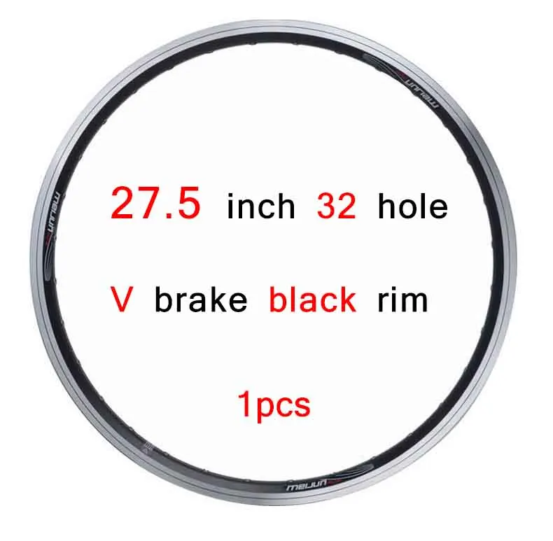 MEIJUN20 24 26 27,5 29 дюймов 28H 32 H 36H V Тормозной двойной алюминиевый обод велосипеда - Цвет: 27.5 in 32H black