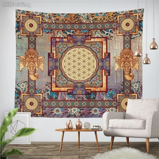 Indian Orange Elephant Tapestry Bohemian Yoga Om Symbol Wall Hanging Indian Orange Elephant Tapestry Bohemian Yoga Om Symbol Wall Hanging Home Decor Mandala Beach Towel