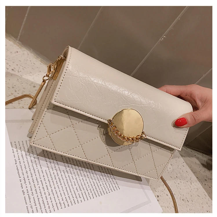 

QINRANGUIO Crossbody Bags for Women 2019 Fashion Small Chains Women Bag Solid PU Leather Shoulder Bag Women Messenger Bags