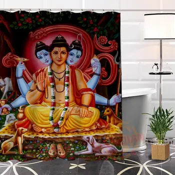

Eco-friendly Custom Unique Indian gods Fabric Modern Shower Curtain bathroom Waterproof for yourself H0220-35