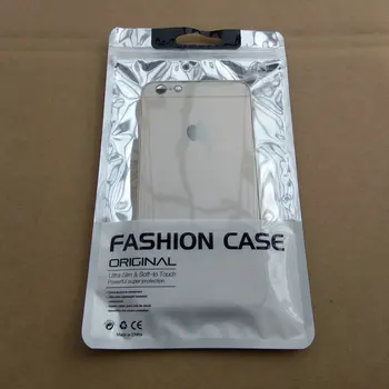 

13.5*22.5cm Plastic Zipper Clear Silver Retail Packaging Bag Cell Phone Case For iphone 6s 4.7/5.5 Samsung S5 S6 Note 4