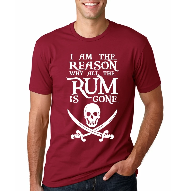 Футболка для мужчин I Am The Reason, почему все ром, с круглым вырезом, с круглым вырезом, футболка, подарок на день рождения, топы, новая летняя брендовая футболка - Цвет: REDFC4147a1