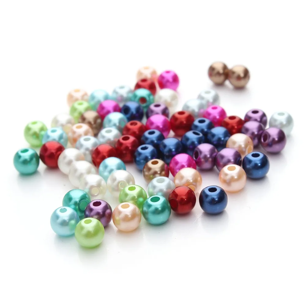 

100pcs/lot 6/8/10mm Mixed Colorful Plastic ABS Imitation Round Pearls Beads For DIY Jewelry Beaded Accessories