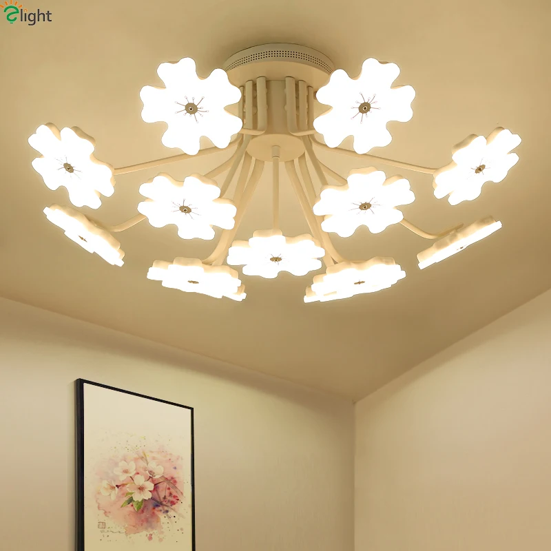

Modern Plum Acrylic Led Ceiling Chandelier Lights White Metal Living Room Dimmble Led Chandelier Lighting Bedroom Lamp Fixtures