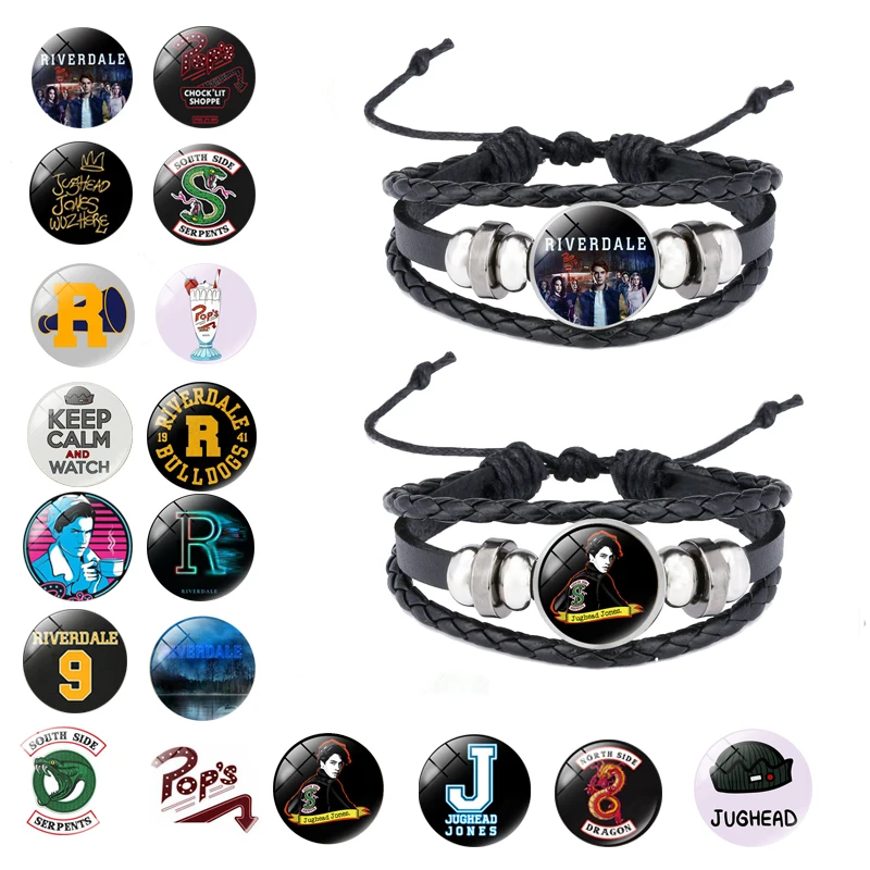 

2019 hot Riverdale Leather Bracelet Riverdale Jewelry Glass Dome Rotating Black Men's Bracelet