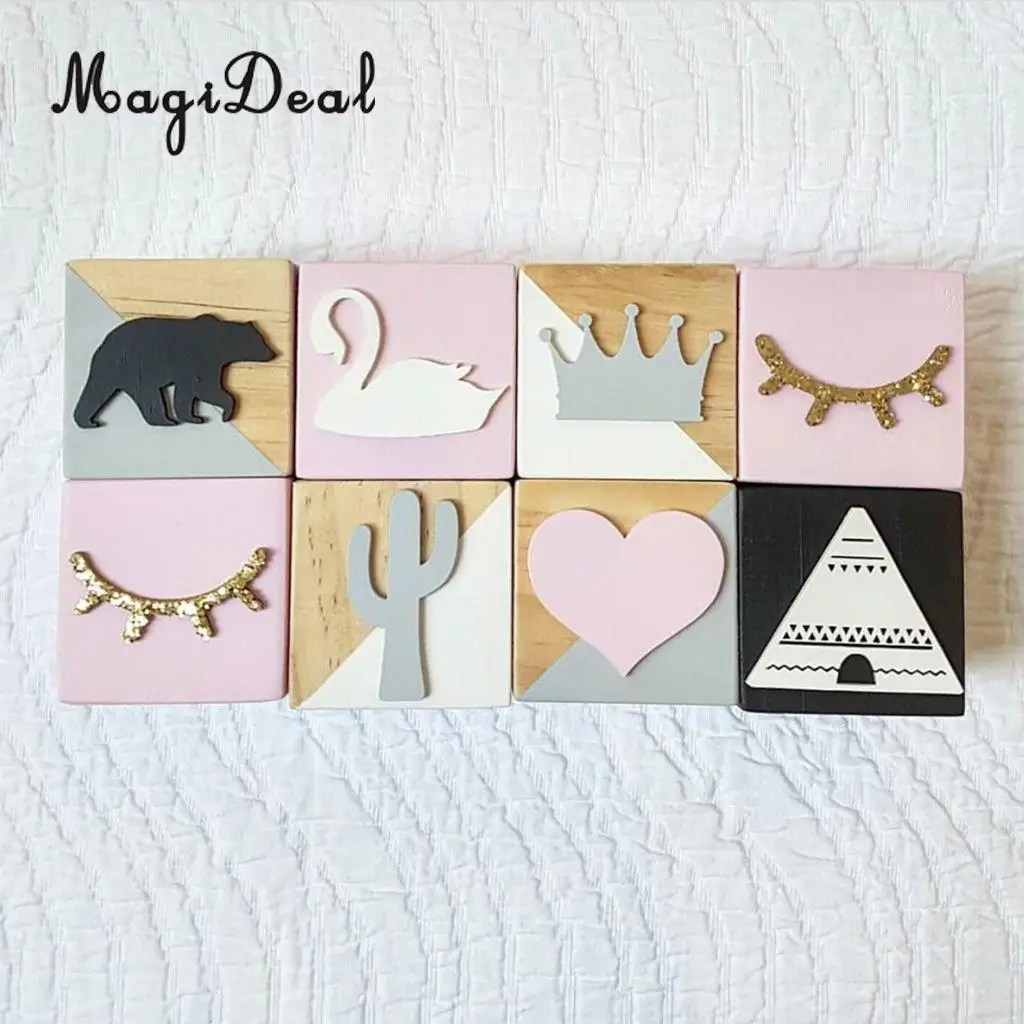 MagiDeal  LOT x 3 CUBES 40 mm WOODEN BLOCKS BUNDLE SET PINE BABY GIRLS BOYS WOOD NATURAL ECO BRICKS Heart