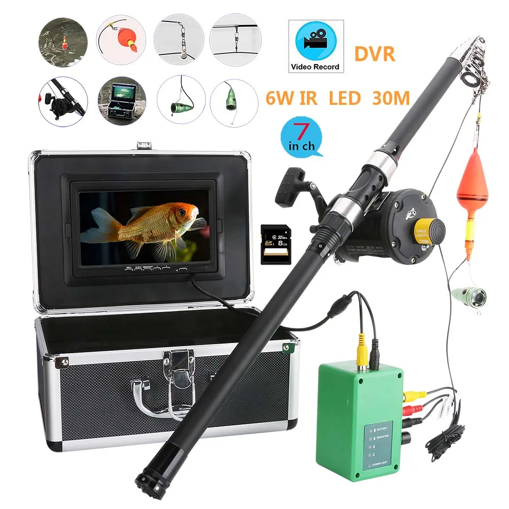 Neue Meer rad 7 Zoll DVR Recorder 1000tvl Unterwasser Angeln Video Kamera Kit 6W LED Infrarot Lampe Unter Wasser fisch kamera Neue Meer rad 7 Zoll DVR Recorder 1000tvl Unterwasser Angeln Video Kamera Kit 6W LED Infrarot Lampe Unter Wasser fisch kamera
