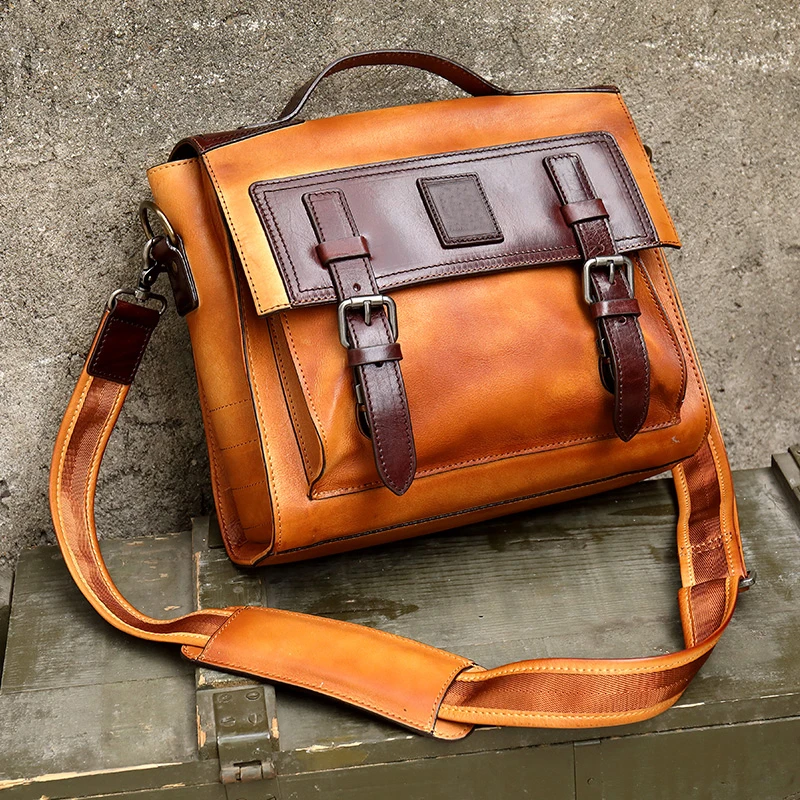 

Genuine Leather Men's Shoulder Bag Vintage Male Handbags Messenger Bags Men Business Briefcase Travel Crossbody Bag Handtasche