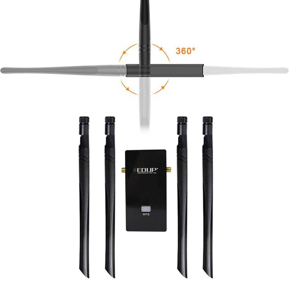  EDUP 5 GHz 802.11ac wi-fi adaptador 1900 mbps wifi de larga distancia usb receptor 4 * 6dBi antenas