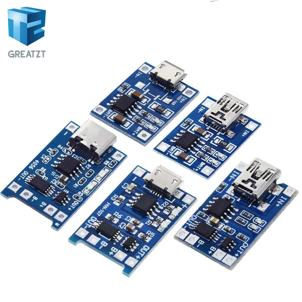 Зарядная плата TP4056 с разъемом Type c / Micro USB 5 В 1A 18650|micro usb 18650|usb 18650charging board |