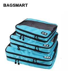 BAGSMART сумка для хранения 3 шт. двойной слой куб для упаковки для одежды молнии багажная сумка для рубашки путешествия снаряжение, чемодан