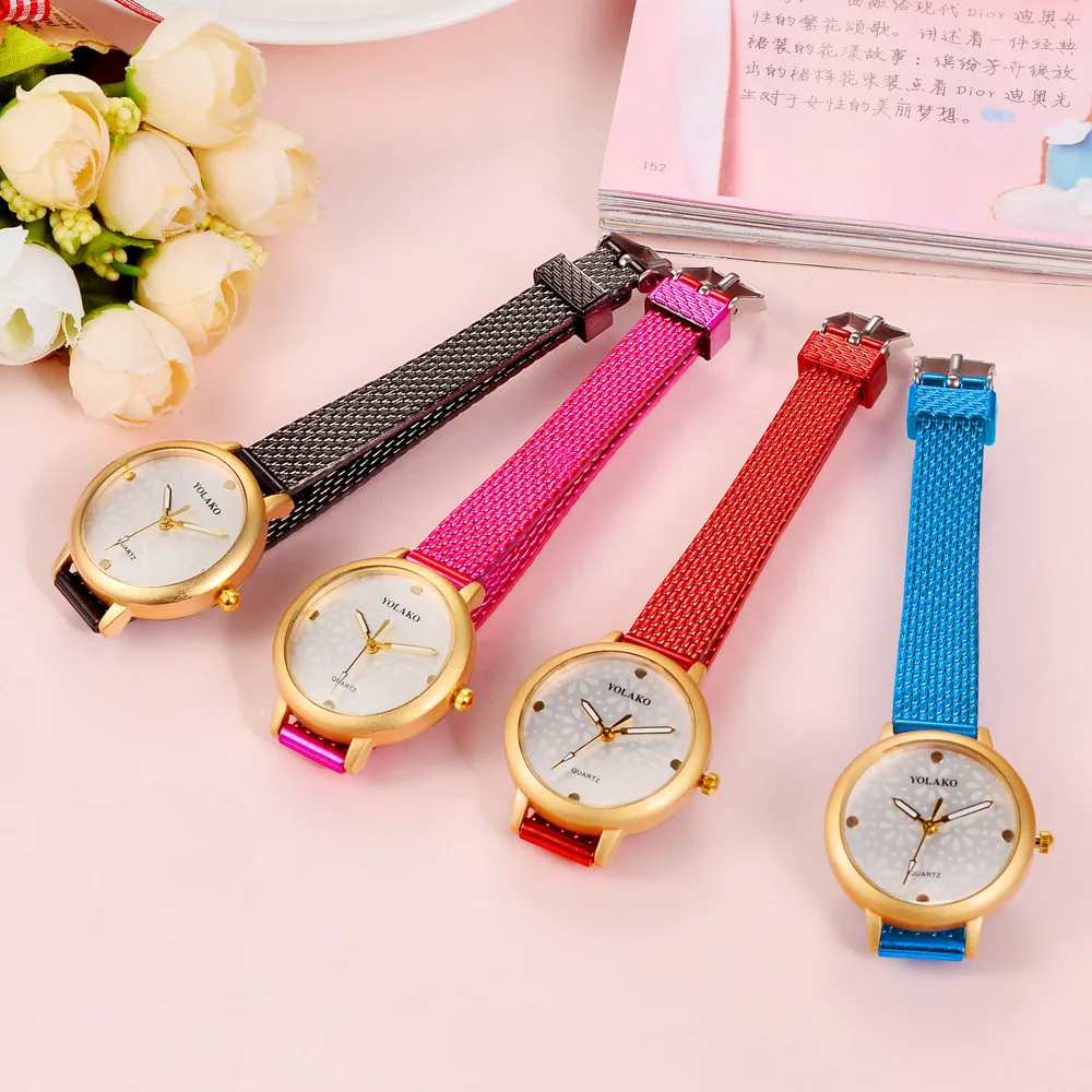YOLAKO Luxuy/брендовые новые модные и повседневные женские часы Montre femme кварцевые