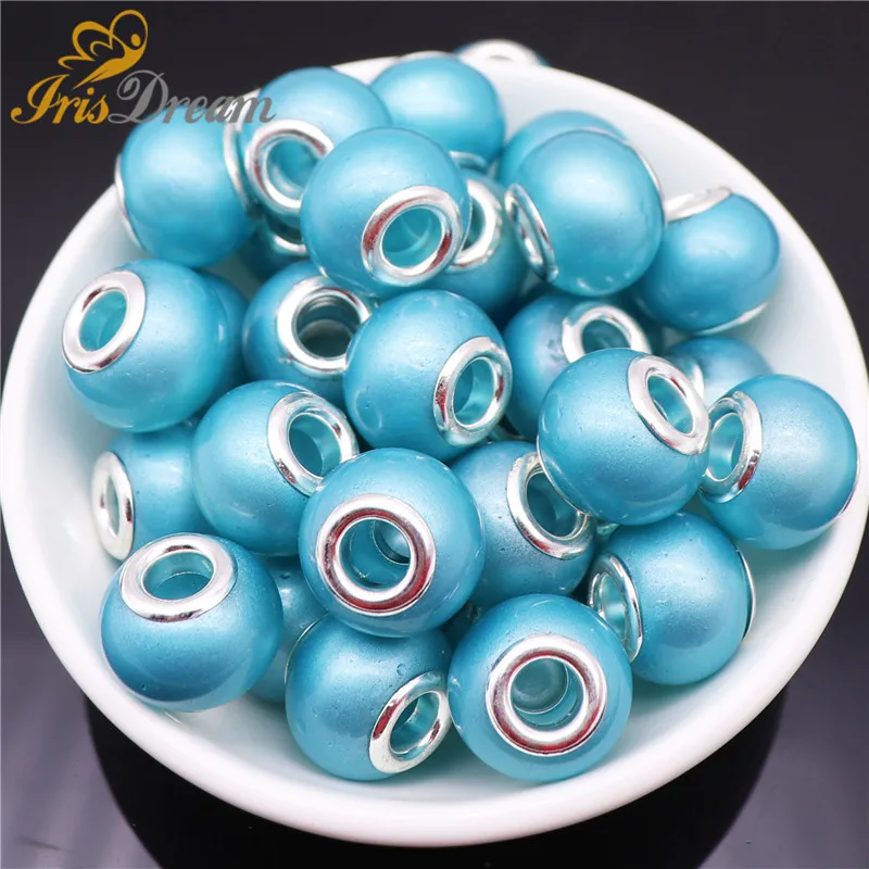 

50Pcs Big Size Round DIY European Spacer Beads for Jewelry Making Necklace Large Hole Beads fit Pandora Charms Bracelet Women