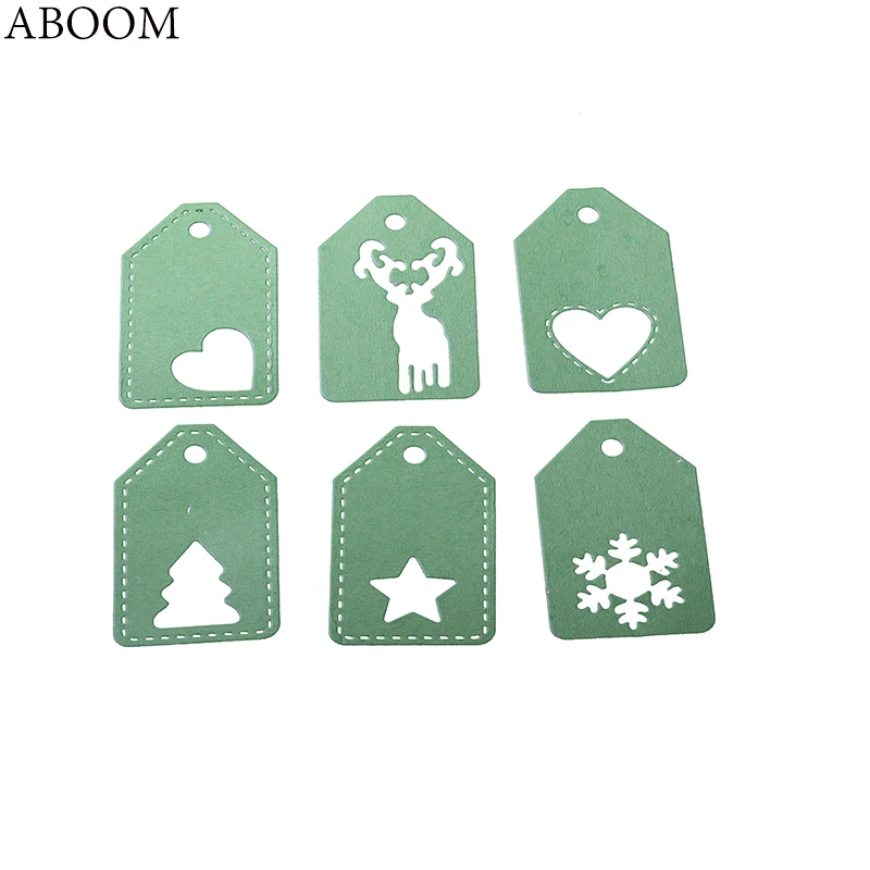 

ABOOM 6PCS/Lot Tags Metal Die Cuts Stencils Embossing Folder Decorative Scrapbooking Album Cutting Dies Used For DIY Handmake