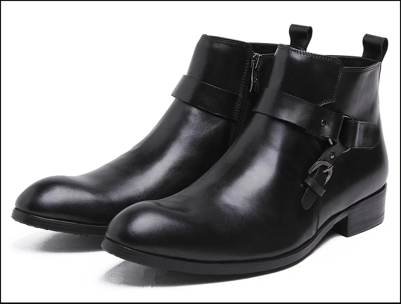 Новое поступление мужская классическая обувь британский дизайн натуральная кожа Корова круглый носок мужские мотоциклетные ботильоны FG39