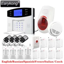DHL Free Shipping!English Russian Spanish French Voice Wireless GSM Flash Siren Home security Alarm systems LCD Keyboard Smoke