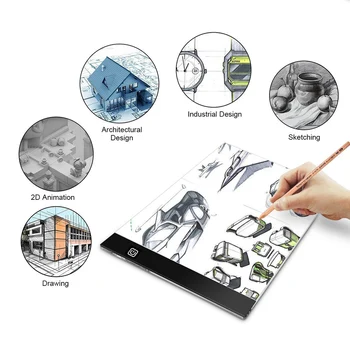 

LED Light Drawing Table USB Pad A4 Copy Board Adjustable Brightness Copying Sketch Tracing Display White for Painter Kids Adult