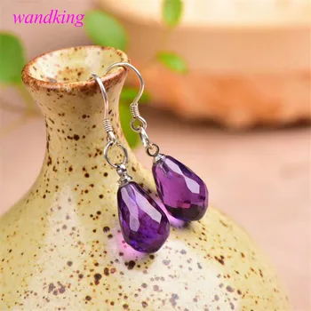 

Natural amethyst quartz crystal eardrop