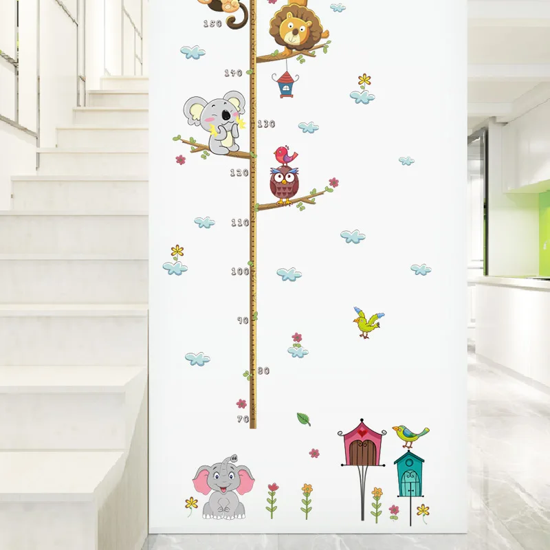 

Forest Animals Lion Monkey Owl Bird House Tree Height Measure Wall Sticker For Kids Rooms Poster Growth Chart Home Decor Decal