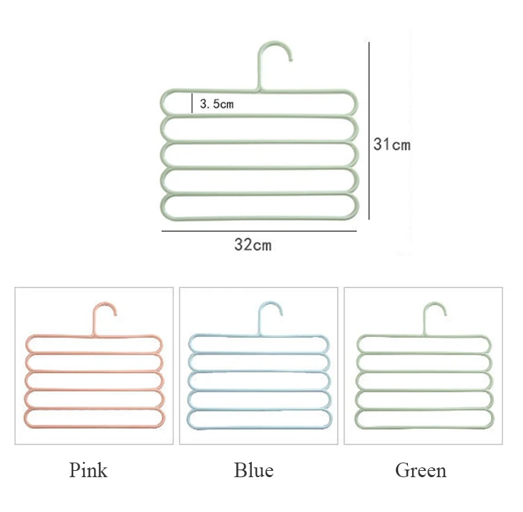 5 Layers Non-slip Racks Hangers Multi-functional Scarf Tie Wardrobe Hanger Skid Trousers Hanger Clothes Hanger Pants Support-7