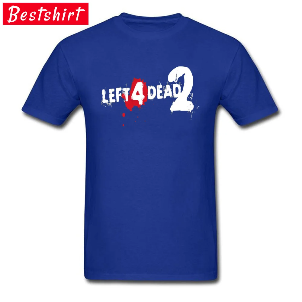 Geek T-Shirt Classic Short Sleeve Design 100% Cotton Fabric Crewneck Young Tees Normal Clothing Shirt NEW YEAR DAY LEFT 4 DEAD 2 LOGO 17539 blue