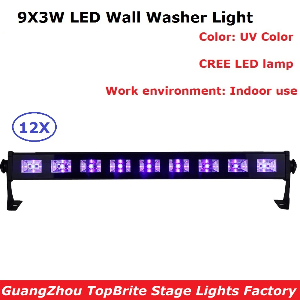 

Free Shipping 9LEDS 3W LED Wall Washer Lights LED UV Stage Lights Bar Black Party Disco Light For Christmas Indoor Stage Lights
