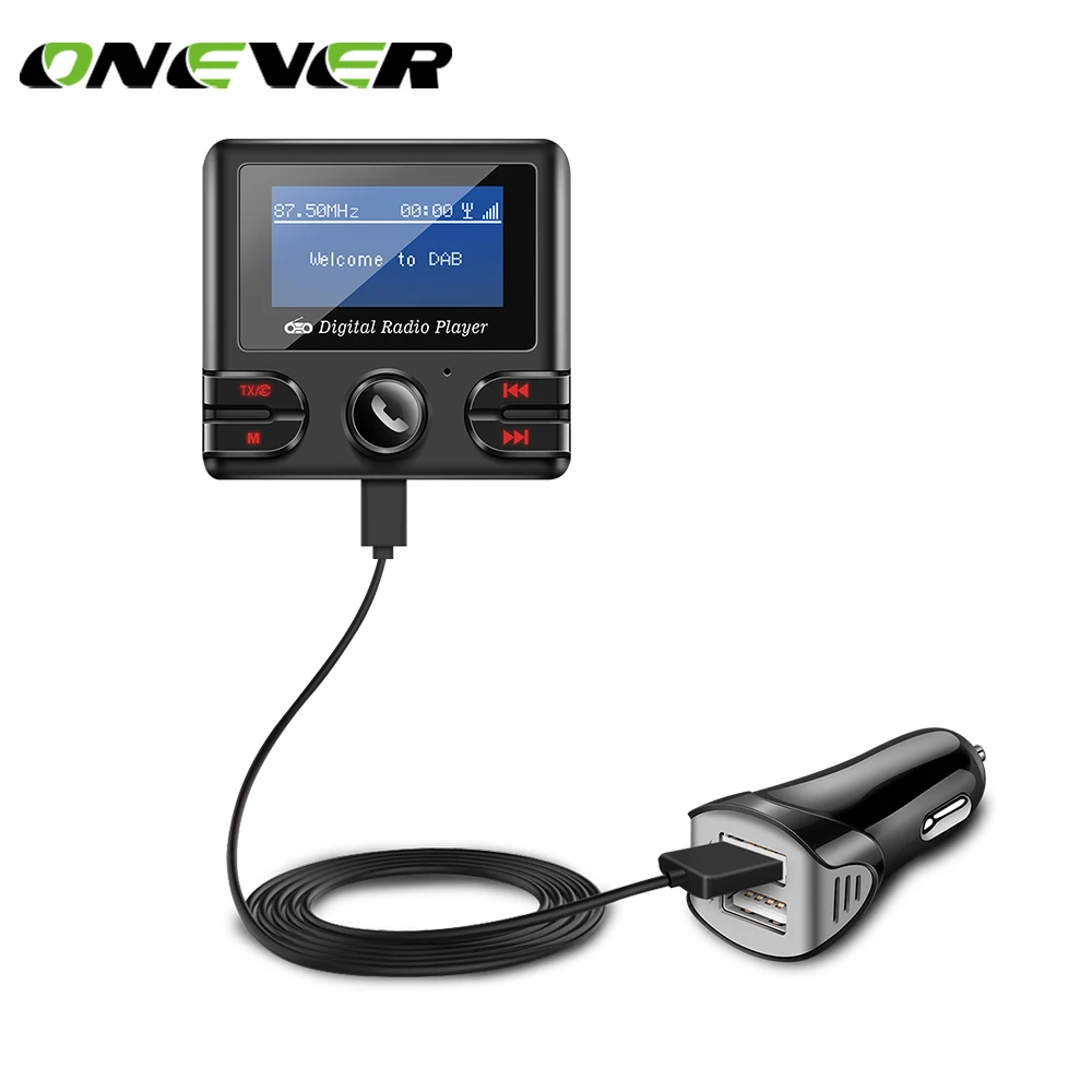 

DAB Receiver Bluetooth Car Kit Music Player FM Transmitter 2.1A Dual USB Car Charger Support TF Card/Max 32G with Antenna